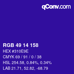 Color code: RGB 49 14 158 | qconv.com