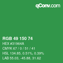Color code: RGB 49 150 74 | qconv.com