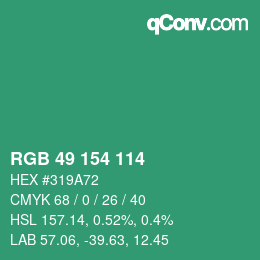 Color code: RGB 49 154 114 | qconv.com