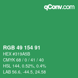 カラーコード: RGB 49 154 91 | qconv.com