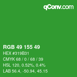 Color code: RGB 49 155 49 | qconv.com