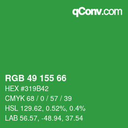颜色代码: RGB 49 155 66 | qconv.com
