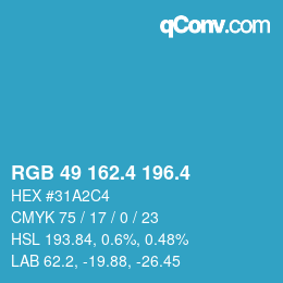 カラーコード: RGB 49 162.4 196.4 | qconv.com