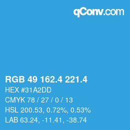 カラーコード: RGB 49 162.4 221.4 | qconv.com