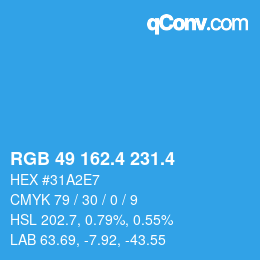 カラーコード: RGB 49 162.4 231.4 | qconv.com