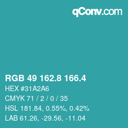 カラーコード: RGB 49 162.8 166.4 | qconv.com