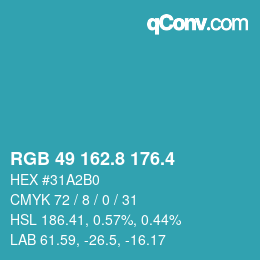 カラーコード: RGB 49 162.8 176.4 | qconv.com