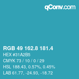 カラーコード: RGB 49 162.8 181.4 | qconv.com