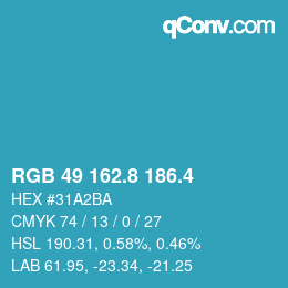 カラーコード: RGB 49 162.8 186.4 | qconv.com
