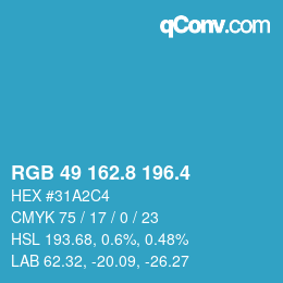 カラーコード: RGB 49 162.8 196.4 | qconv.com
