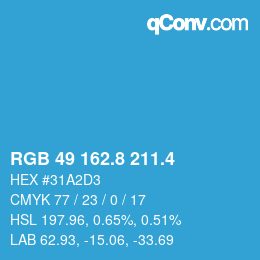 カラーコード: RGB 49 162.8 211.4 | qconv.com