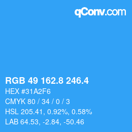 カラーコード: RGB 49 162.8 246.4 | qconv.com