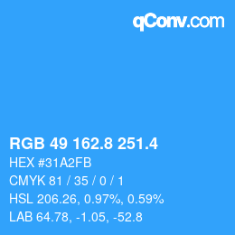 カラーコード: RGB 49 162.8 251.4 | qconv.com