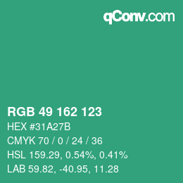 Color code: RGB 49 162 123 | qconv.com