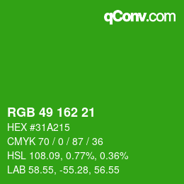 Color code: RGB 49 162 21 | qconv.com