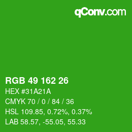 Color code: RGB 49 162 26 | qconv.com