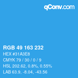 Color code: RGB 49 163 232 | qconv.com