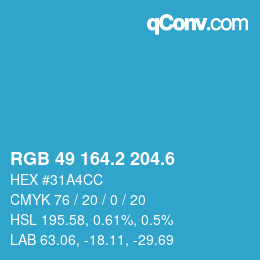 カラーコード: RGB 49 164.2 204.6 | qconv.com
