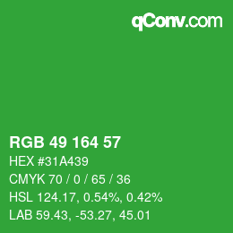 颜色代码: RGB 49 164 57 | qconv.com