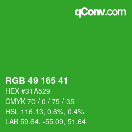 Color code: RGB 49 165 41 | qconv.com