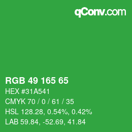 Código de color: RGB 49 165 65 | qconv.com