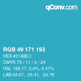 颜色代码: RGB 49 171 193 | qconv.com