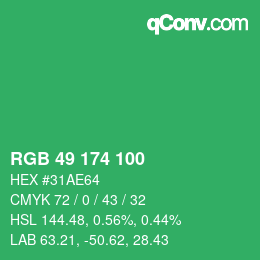 Color code: RGB 49 174 100 | qconv.com