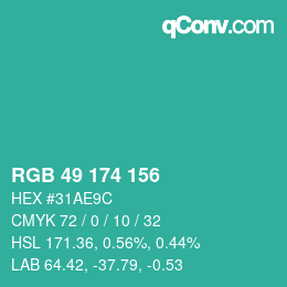 Color code: RGB 49 174 156 | qconv.com
