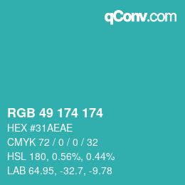 Color code: RGB 49 174 174 | qconv.com