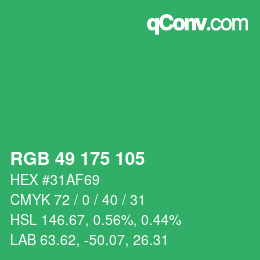 Color code: RGB 49 175 105 | qconv.com