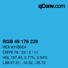 颜色代码: RGB 49 176 228 | qconv.com