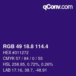 カラーコード: RGB 49 18.8 114.4 | qconv.com