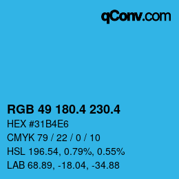 カラーコード: RGB 49 180.4 230.4 | qconv.com