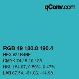 カラーコード: RGB 49 180.8 190.4 | qconv.com