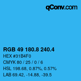 カラーコード: RGB 49 180.8 240.4 | qconv.com