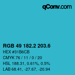 カラーコード: RGB 49 182.2 203.6 | qconv.com