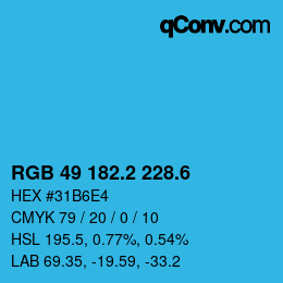 カラーコード: RGB 49 182.2 228.6 | qconv.com