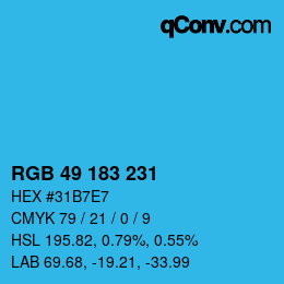 Color code: RGB 49 183 231 | qconv.com
