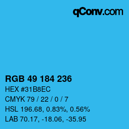 カラーコード: RGB 49 184 236 | qconv.com