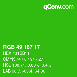 カラーコード: RGB 49 187 17 | qconv.com