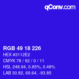 Color code: RGB 49 18 226 | qconv.com