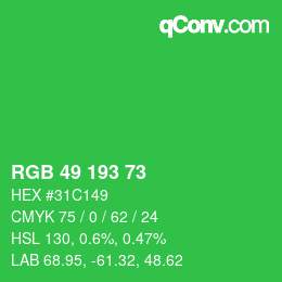 Color code: RGB 49 193 73 | qconv.com