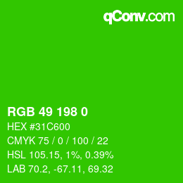 Color code: RGB 49 198 0 | qconv.com