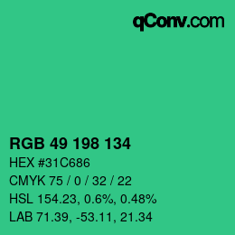 Color code: RGB 49 198 134 | qconv.com