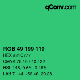 Color code: RGB 49 199 119 | qconv.com