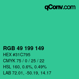 Color code: RGB 49 199 149 | qconv.com