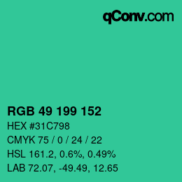 Color code: RGB 49 199 152 | qconv.com