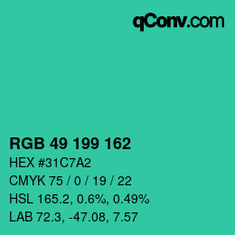 Color code: RGB 49 199 162 | qconv.com
