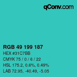 Color code: RGB 49 199 187 | qconv.com