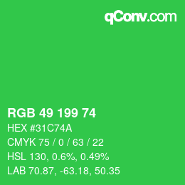 Color code: RGB 49 199 74 | qconv.com